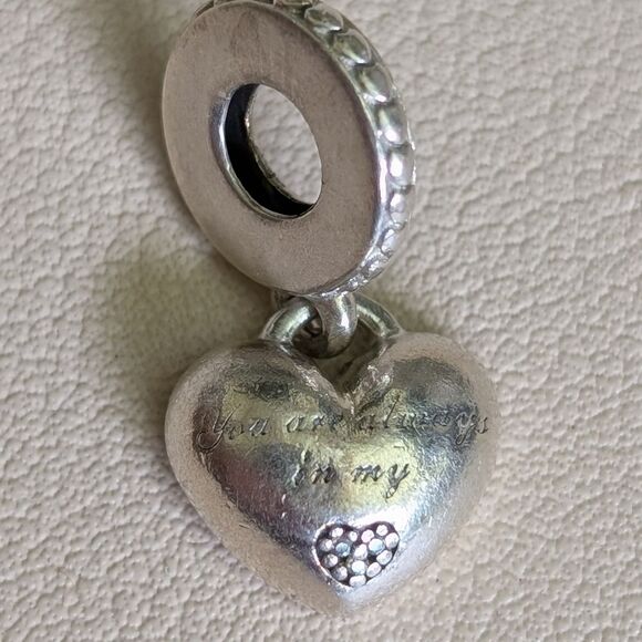 Pandora Sterling Silver Charm - Daughter - You are Always In My Heart - Picture 2 of 3